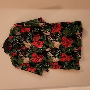 Poinsettia Flower Christmas Hawaiian Men's Large Silk Boca Classics shirt